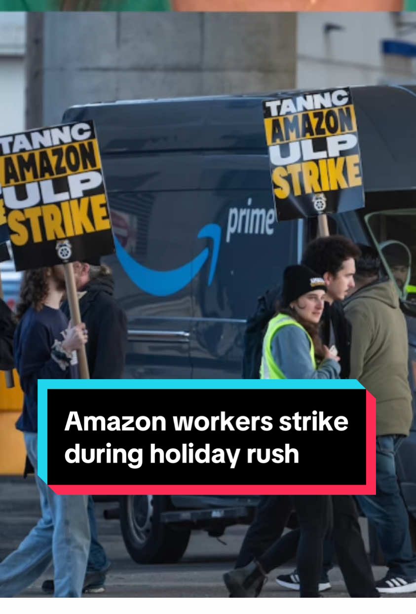 Thousands of Amazon workers at seven U.S. delivery hubs are striking during the holiday rush, demanding better pay, benefits and conditions. #amazon #strike #news 