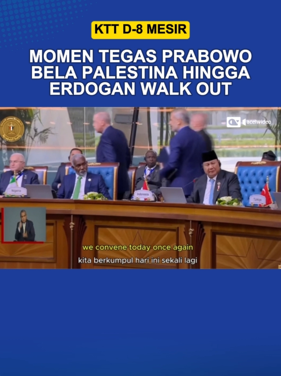 Presiden Prabowo Subianto secara tegas  menyatakan mendukung Palestina. Pernyataan itu disampaikan saat pidato di KTT D-8 di Mesir pada Kamis (19/12/2024). Namun saat Prabowo baru memulai pidato dengan pembahasan dukungan terhadap Palestina, terlihat beberapa delegasi keluar forum, termasuk Presiden Turki, Recep Tayyip Erdogan.#tiktokberita 