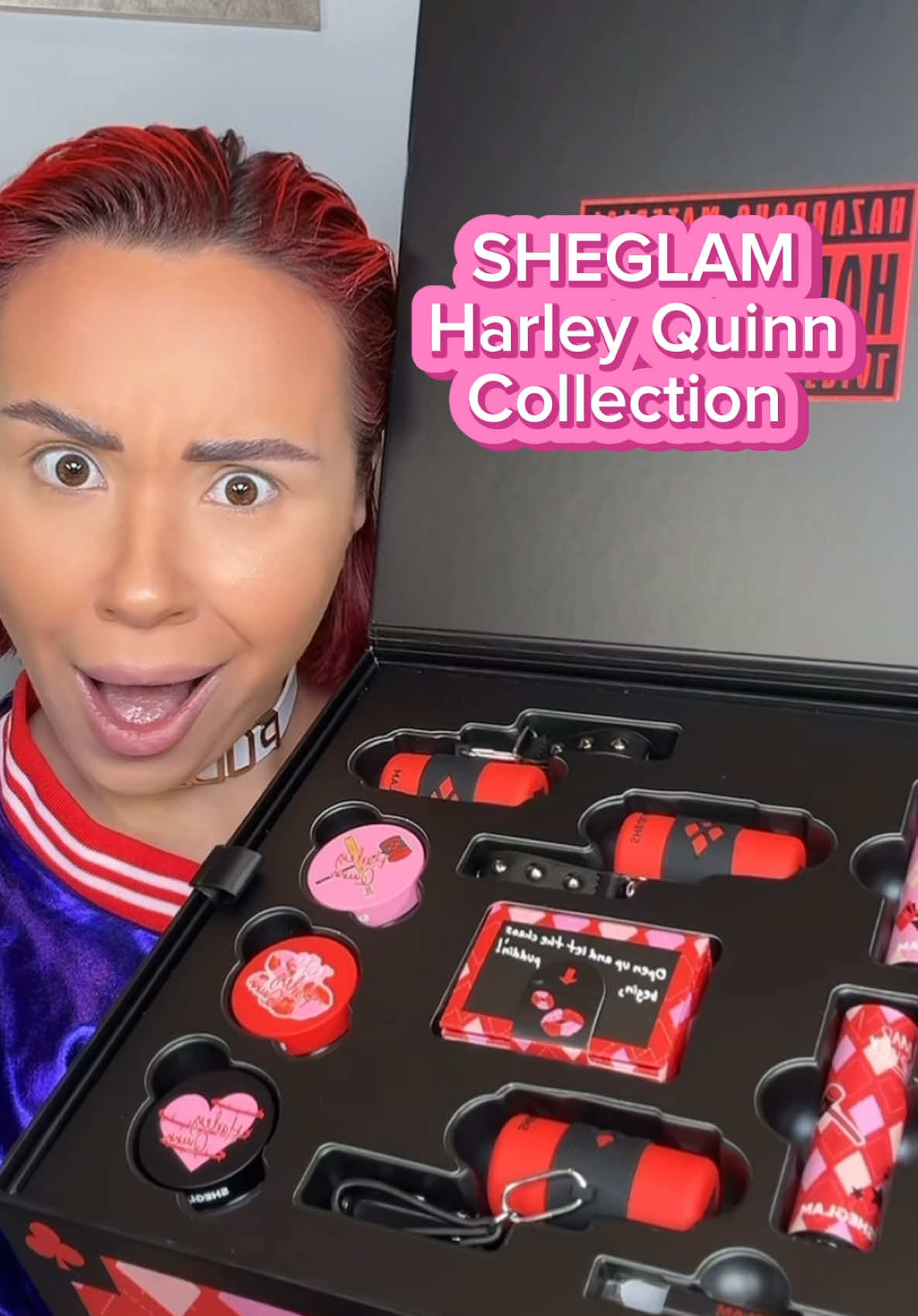 Unboxing the coolest SHEGLAM x Harley Quinn makeup box!🤯🔥 Obsessed❤️‍🔥😍 @SHEGLAM . #SHEGLAM #SHEGLAMcollection #SHEGLAMxHarleyQuinn #SHEGLAMcrueltyfree #SHEGLAMpartner