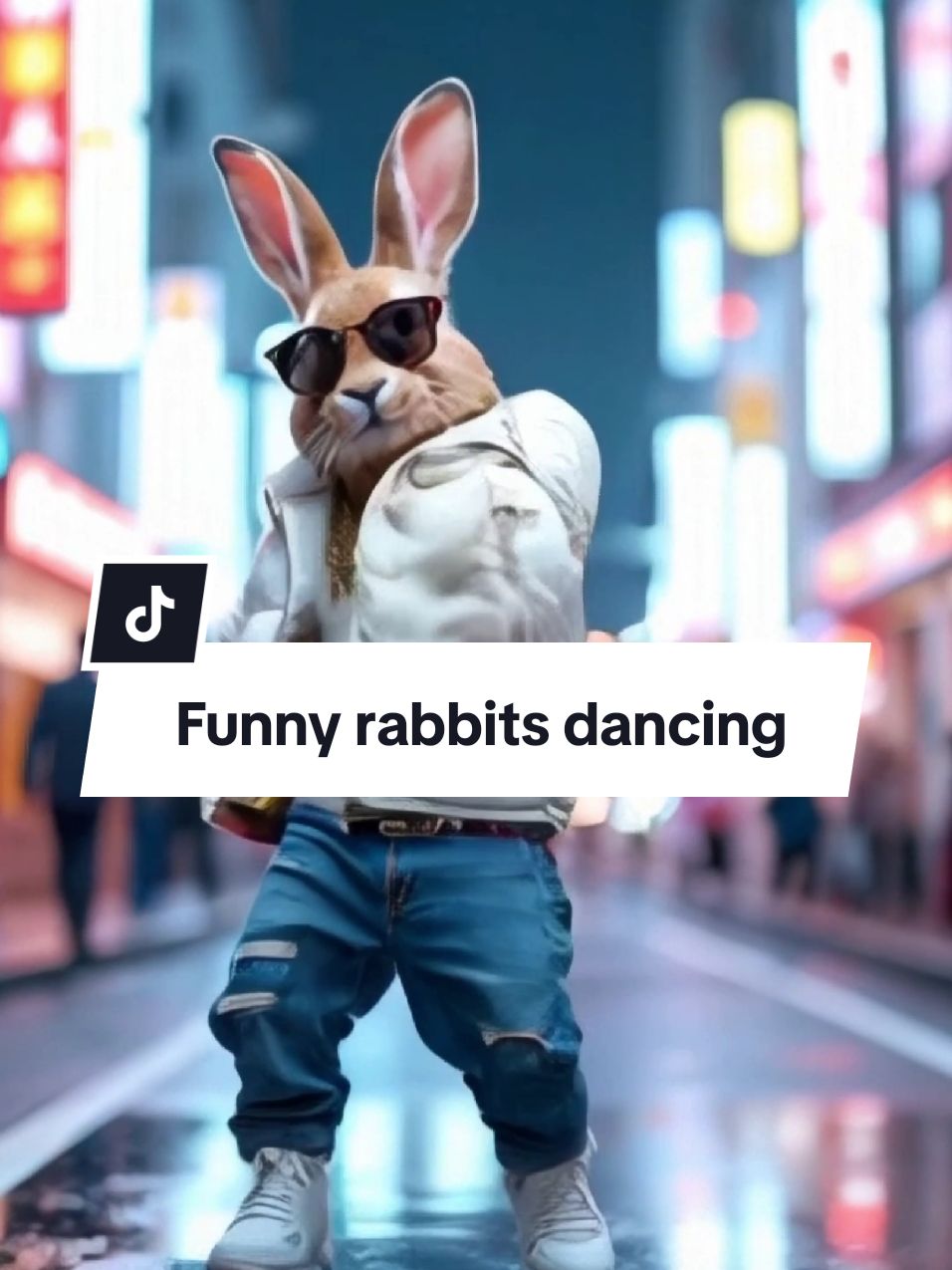 Funny rabbits dancing in the street #cuterabbit #rabbitsoftiktok #ikoiko 