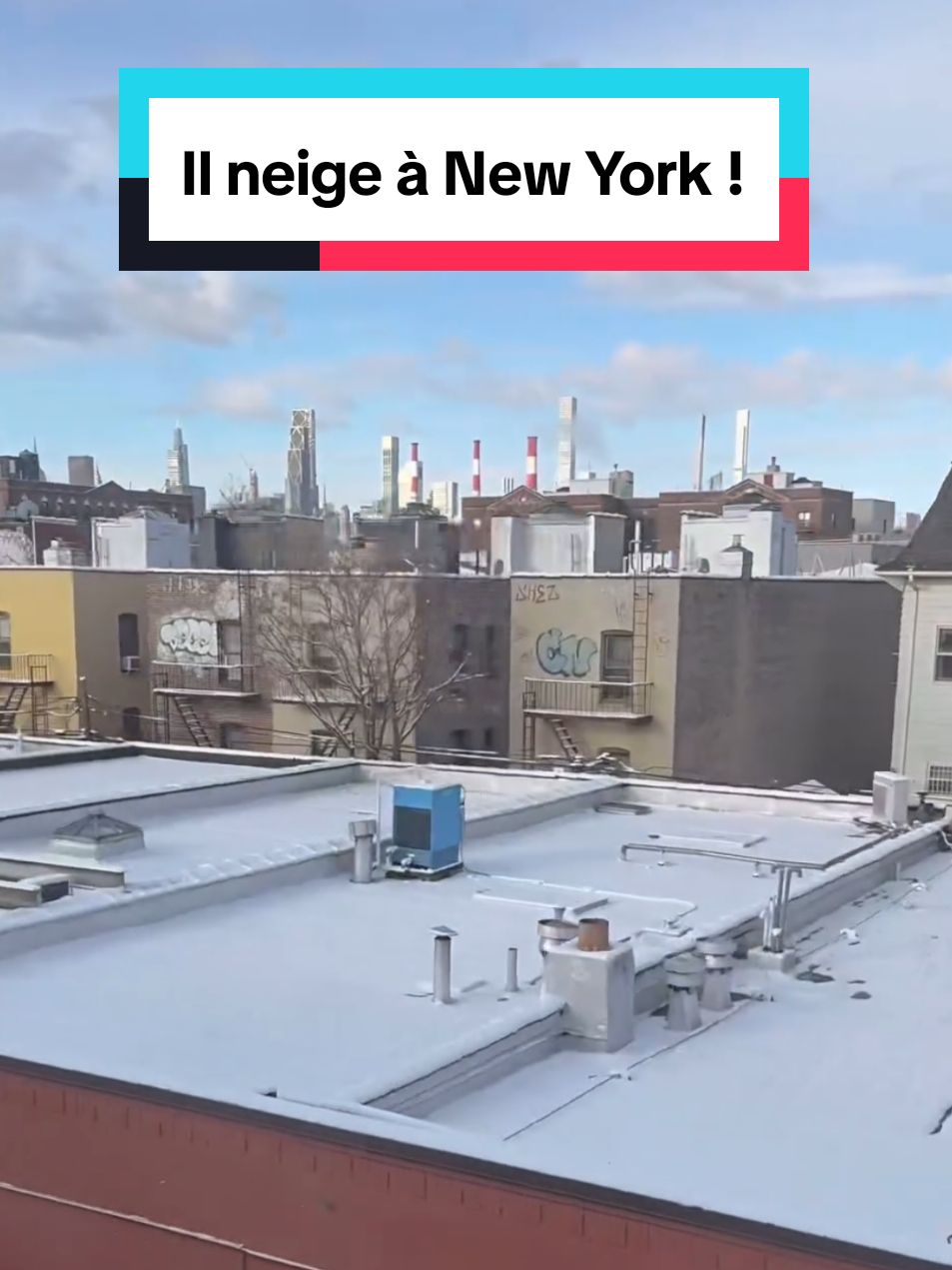 La première neige de 2024 à New York ça ressemble à quoi ? 🫢 #ilneige #astoriaqueens #itssnowing #nycsnow #voyagerauxusa #christmastok #frenchyinusa 