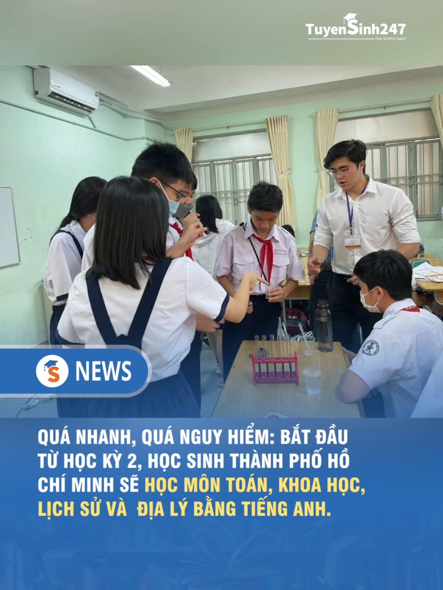 Học sinh học toán, khoa học, lịch sử, địa lý bằng tiếng Anh. #LearnOnTikTok #news #tuyensinh247 #xuhuong #trending #education #fyp #xanhla☘️ #hoctap #tiktokviral #hocsinh #edutok