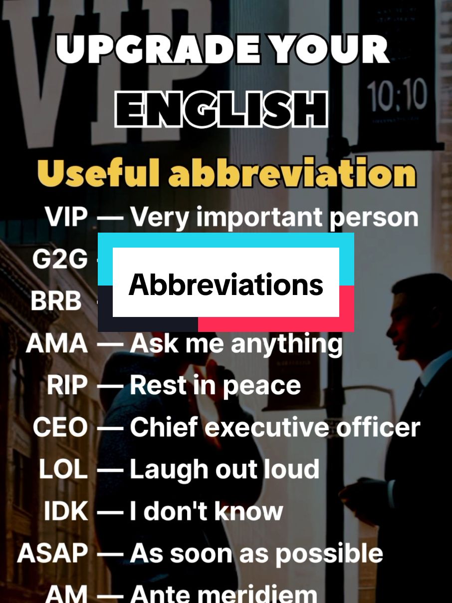 Useful abbreviation. #abbreviations #levelupchallenge #speaklikeanative #advancedenglish #englishfluency