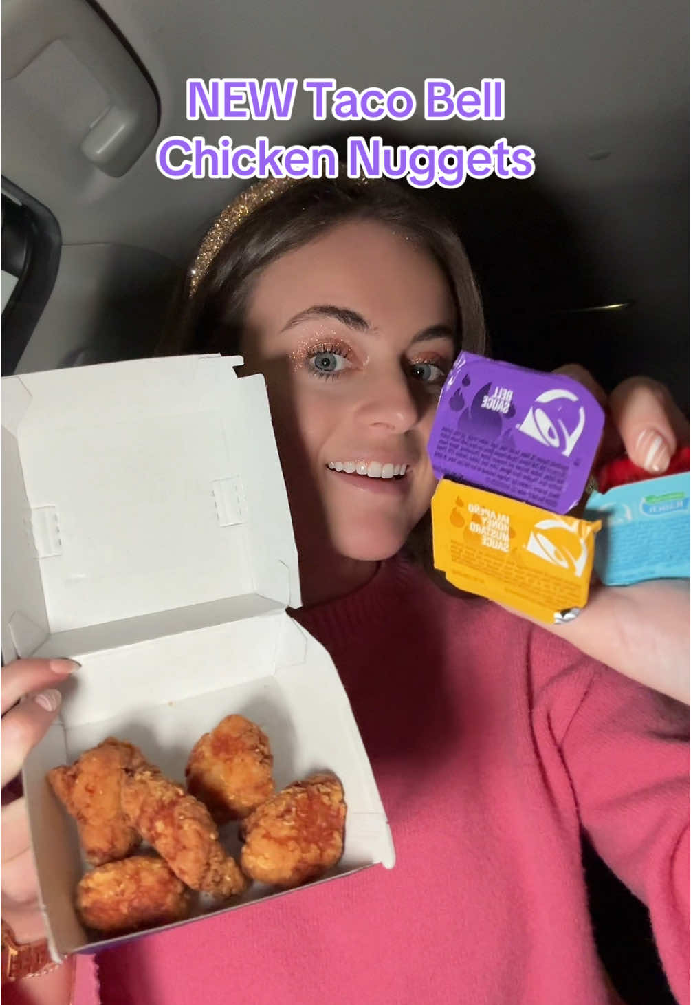 NEW Taco Bell Chicken Nuggets 🍗🔔💜🧡  #tacobell #tacobellqween #tacobellmukbang #tacobellislife #tacobelltingz #tacobellorder #tacobellchickennuggets #chickennuggets #fastfood #newfood #hiddenvalleyranch #fireranch #jalapenohoneymustard #bellsauce #foodreview #tastetest 