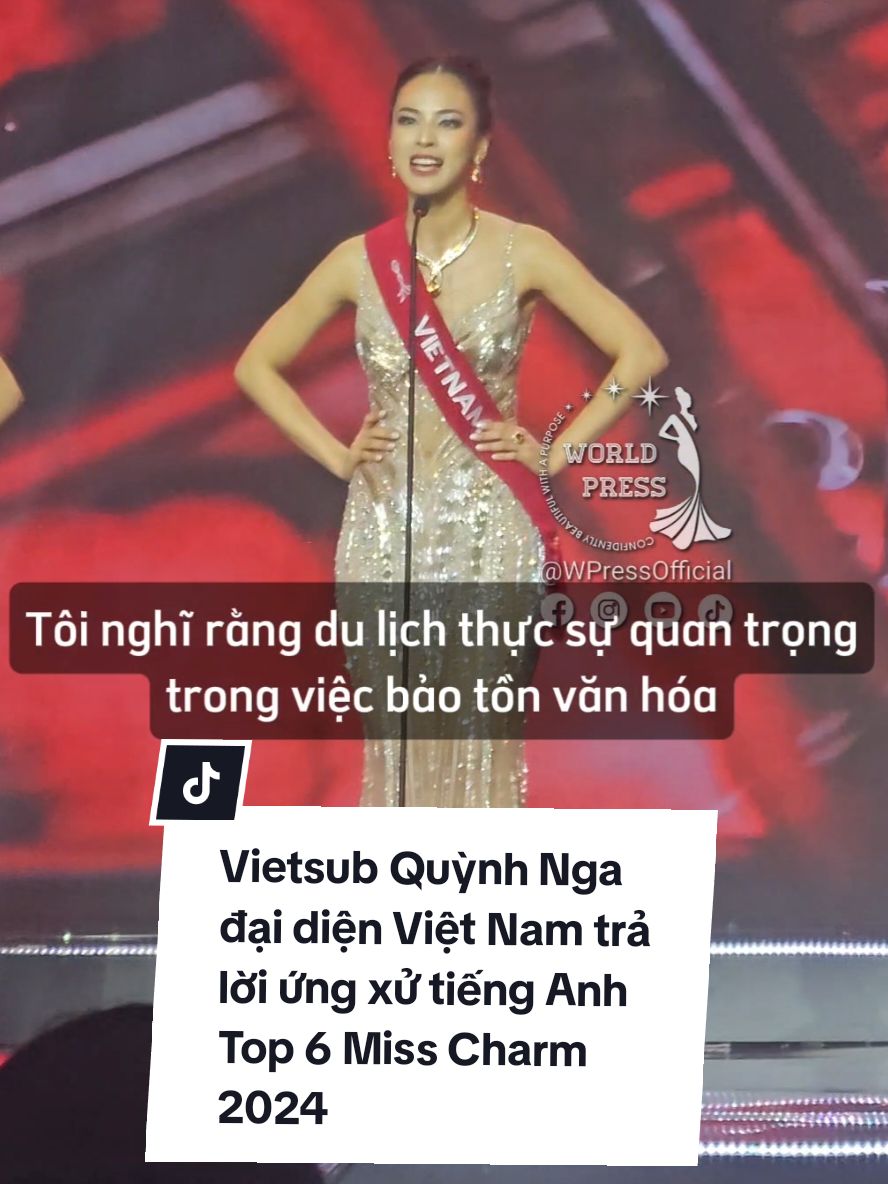 Vietsub Quỳnh Nga đại diện Việt Nam 🇻🇳 trả lời ứng xử tiếng Anh Top 6 Chung kết Miss Charm 2024 - Hoa Hậu Sắc Đẹp Quốc Tế 2024 😍 #Vietsub #HoaHau #QuynhNga #MissCharm #MissCharm2024 #MissCharmVietnam #MissCharmVietnam2024