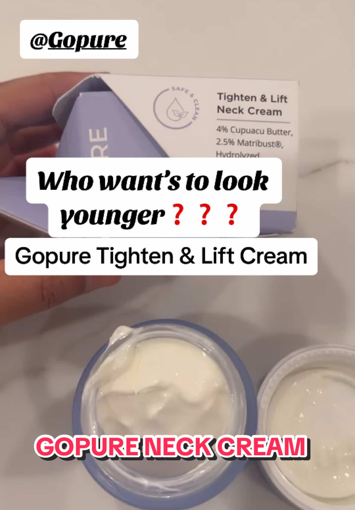 Who wants to look younger? #CapÇut #BeautyTok #skincare #moisturizing. #wrinkles #necktighteningcream #firming #gopureneckcream #skintok Nu #beautyinfluencer #demure #fyp