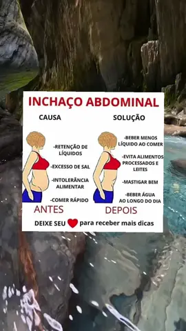 Dicas 1. *Beba bastante água*: A hidratação ajuda a prevenir a retenção de líquidos e reduzir o inchaço. / 2. *Evite alimentos fermentados e processados*: Alimentos como queijo, cerveja e pães podem causar fermentação no estômago e levar ao inchaço. /  3. *Inclua fibras na dieta*: Frutas, legumes e cereais integrais ajudam a regular o trânsito intestinal e prevenir o inchaço. / 4. *Faça exercícios regulares*: A atividade física ajuda a melhorar a digestão e reduzir a retenção de gases. / Consulte um médico se o inchaço persistir ou for acompanhado de outros sintomas. ❤️ #inchacoabdominal #emagrecer #sintomas #academia #saude 