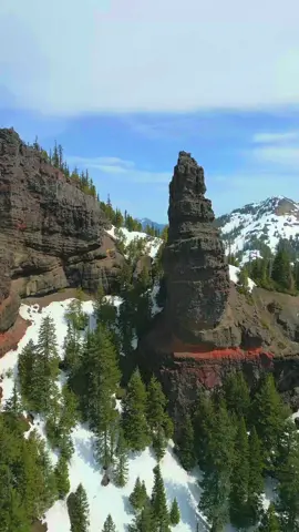 Soaring around incredible rock formations in the snowy mountains, where jagged peaks and frosty landscapes create a breathtaking winter wonderland 😍 #nature #Outdoors #cinematic #calm #mountains 