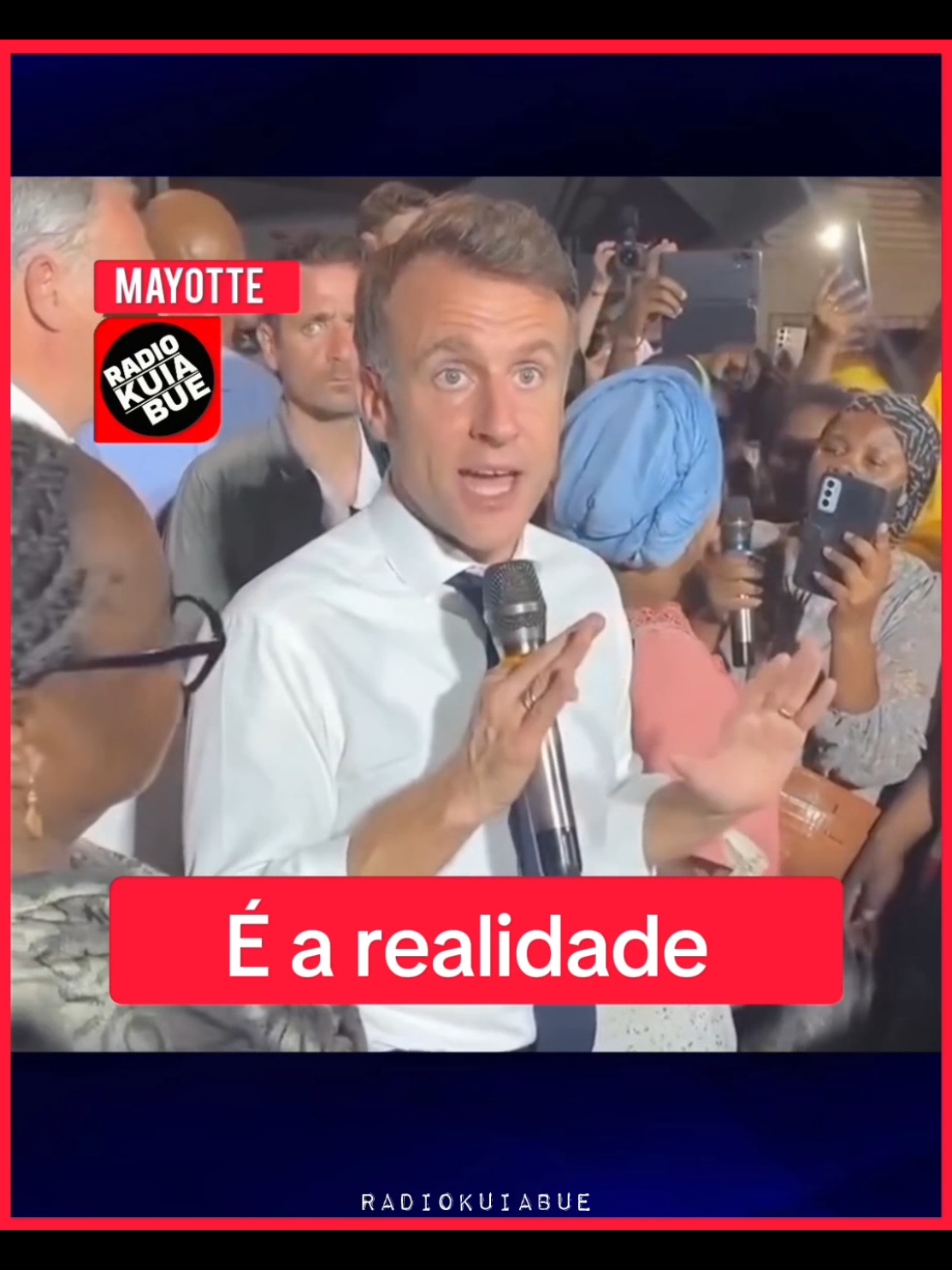 🇾🇹 O Presidente francês Emmanuel Macron, respondeu aos habitantes de um bairro em Mayotte afetados pelo ciclone 