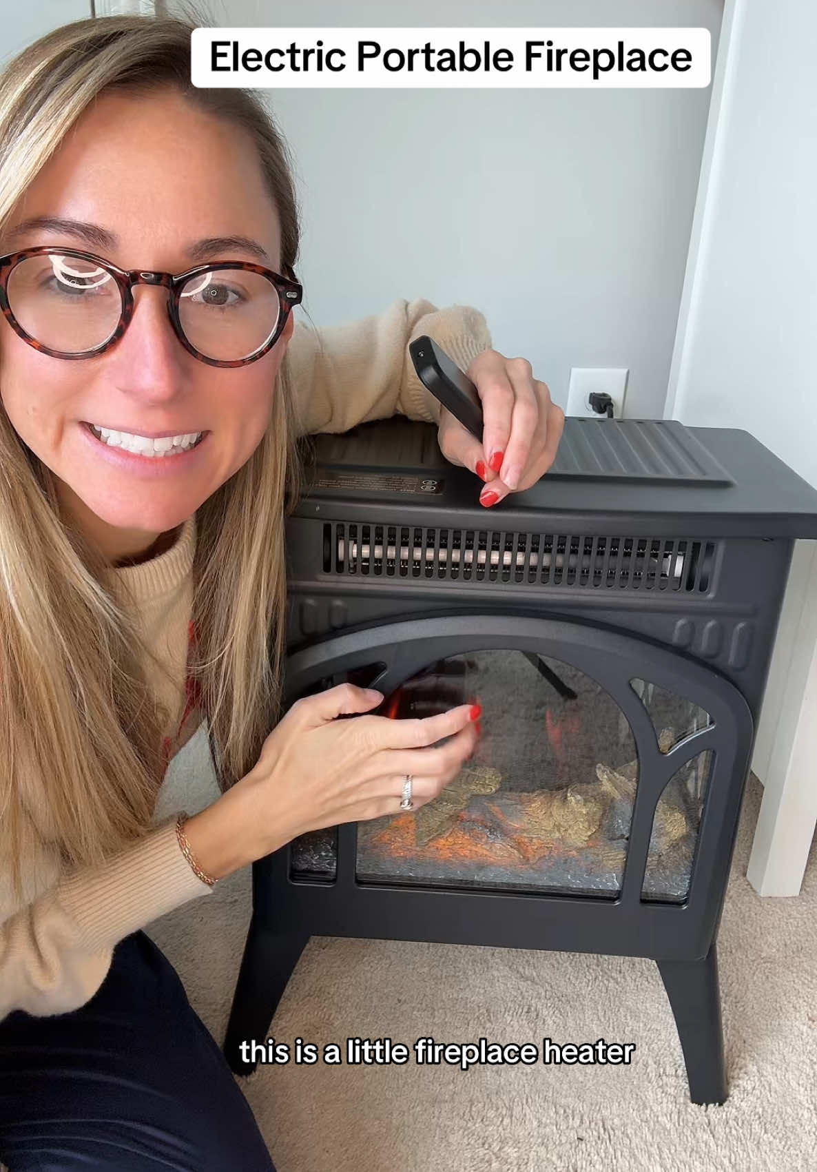 This portable fireplace is such a great price love the quality! #creatorsearchinsights #fireplace #spaceheater #heater #portablefireplace 