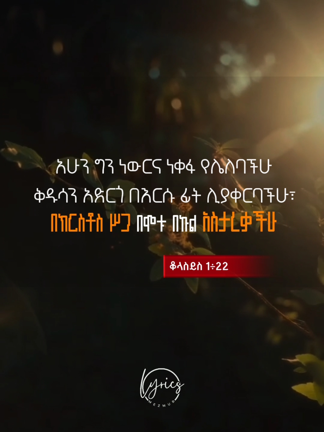 22 In the body of his flesh through death, to present you holy and unblameable and unreproveable in his sight: 23 If ye continue in the faith grounded and settled, and be not moved away from the hope of the gospel, which ye have heard, and which was preached to every creature which is under heaven; whereof I Paul am  #creatorsearchinsights #mezmurlegeta #protestantmezmur #ethiopian_tik_tok🇪🇹🇪🇹🇪🇹🇪🇹 #ኢየሱስ_ያድናል። #lyrics_songs #fyp 