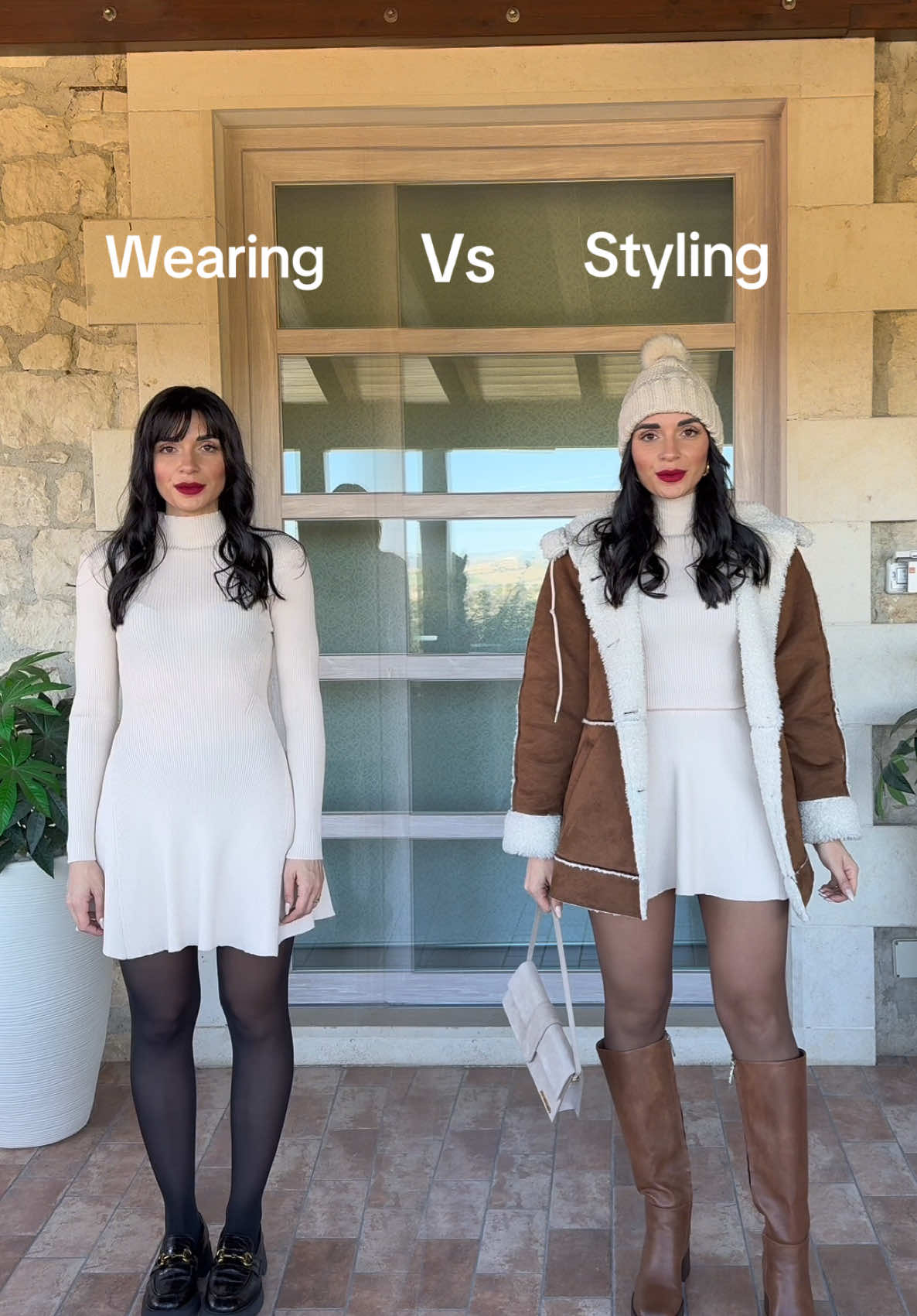 Wearing Vs Styling 🤯✨save this for inspo 🫶 @FashionNova  Look1 Get Your Knit Together Oversized Sweater - Heat Soho Chic Coat - black Look2 Flirty And Fun Sweater Mini Dress - Cream Keep Me Company Faux Suede Coat - Cognac #ootdinspo #ootdinspiration #ootdshare #ootdstyle #outfitoftheday #outfit #outfits #outfitstyle #styleinspo #explore #amazing #fall #fallaesthetic #fashionnova  