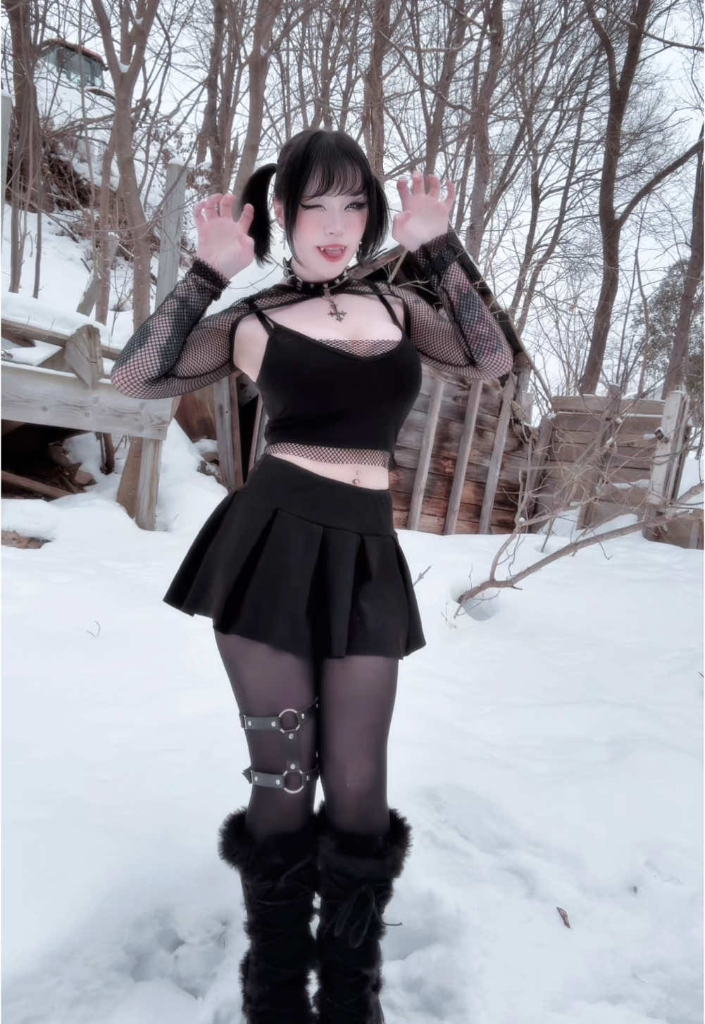 Recorded this when it was 16 degrees out.. actually wasn’t that bad ❄️❄️❄️ #altgirl #altfashion #gothgirl #egirl #vampiregirl 