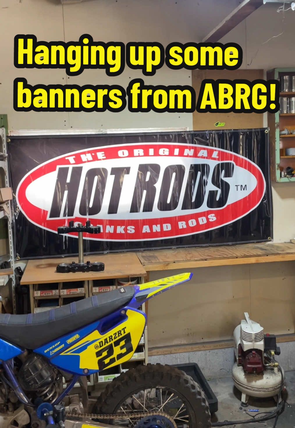 Lets finally hang up some banners from All balls racing Group! 🙌🔥 #darzrt #allballsracing #yz125💙 #yz125 #yz125x #yz85 #yz85💙 #yamaha #2stroke #mototok #minibike #minibikelife #foryou #fyp 