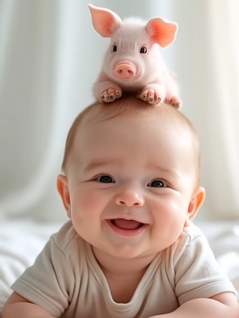 Cute animals on the head  #baby #cute #cutebaby #fypツ #tiktokusa 