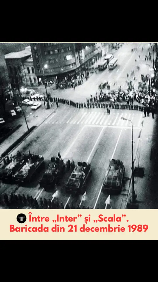 Noaptea de 21-22 decembrie 1989 reprezintă o perioadă semnificativă a Revoluției Române. Despre baricada de la „Intercontinental” s-a scris mult după evenimentele din decembrie 1989. „Am început să construim baricada prima dată din jardinierele de flori, scaunele luate de la Pescaru, după aceea am luat de la Dunărea de pe terasă scaune şi mese din acelea de tablă şi coşurile de gunoi de pe stâlpi. Dacă vă imaginaţi că noi credeam că vom opri tancurile cu aceste obiecte mărunte… Acolo au fost bătăi crunte între revoluţionari şi scutieri.” (Dan Iosif, unul dintre liderii mulțimii din Piața Universității) „Lucrurile astea trebuie spuse, nu ascunse, aşa cum şi-ar dori unii. Generaţia de acum trebuie să le cunoască, le-au făcut alţii care, cei mai mulţi, nu mai sunt. (…) Nu se realizează nimic dacă sunt ascunse anumite fapte, în loc să fie asumate şi să se exprime regretul pentru producerea lor, dar şi speranţa că nu se vor mai repeta.” (Cătălin Ranco Pițu, procurorul care a semnat rechizitoriul în Dosarul Revoluției) În rechizitoriul dosarului, se precizează că, la 21 decembrie, în jurul orelor 22.00, ministrul apărării a ordonat conducerii Academiei Militare să trimită la sediul CC al PCR două detaşamente de cadre şi ofiţeri-elevi, complet înarmate. Drept urmare, la orele 22.45, un efectiv de 784 de cadre şi elevi ai Academiei Militare, îmbarcat în autobuze, a ajuns în faţa sediului CC, formând un dispozitiv de blocare în zona Hotelului Intercontinental, în spatele dispozitivului deja existent format din militari ai UM 01908 Bucureşti.  Baricada ridicată s-a dovedit a fi eficientă, astfel încât încercările de a o înlătura prin folosirea TAB-urilor au eşuat. Aşa fiind, în jurul orelor 23:00, ministrul Milea Vasile a ordonat ca baricada să fie înlăturată cu ajutorul tancurilor, ordin care s-a executat. Treptat, unghiul de deschidere a focurilor de armă a coborât, astfel încât, în jurul orelor 24:00, forţele de represiune au tras în plin asupra revoluţionarilor, rezultând numeroşi morţi şi răniţi. Represiunea a continuat până în jurul orelor 02:00 din 22 decembrie 1989, acţionându-se cu violenţă extremă. • • • #istoriaperazatoare #istoriazilei #istorie #istoria