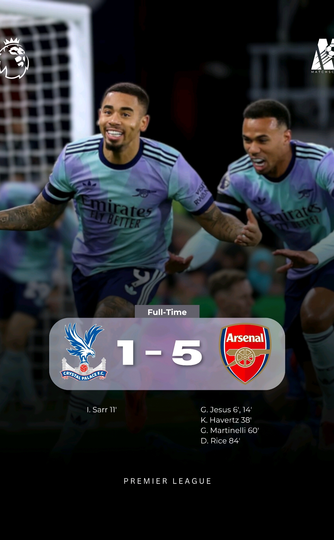 🔵 Crystal Palace 1 vs 5 Arsenal 🔴 Crystal Palace vs Arsenal Crystal Palace vs Arsenal highlights  Crystal Palace vs Arsenal match highlights  Arsenal's goals today  Arsenal's today's highlights  #footballhighlights #matchscores #footballtiktok #crystalpalace #arsenal 