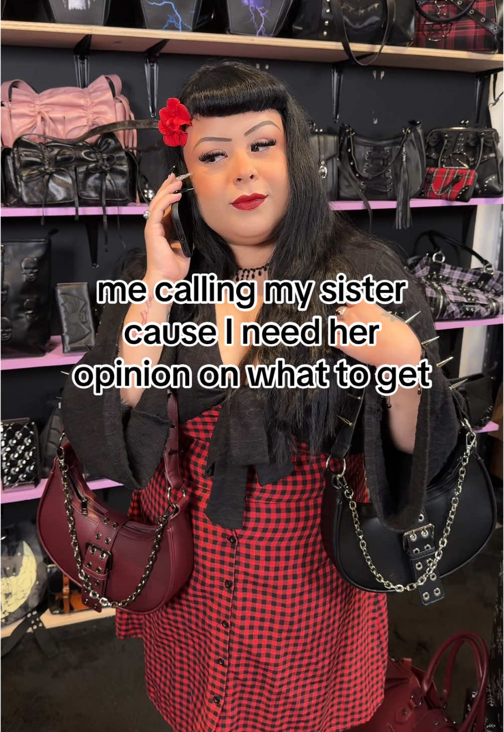 and she never answers 😒 #fyp #relatable #sister #shopping #altiktok #goth #gothgirl #gifts #christmas @missyrose777 