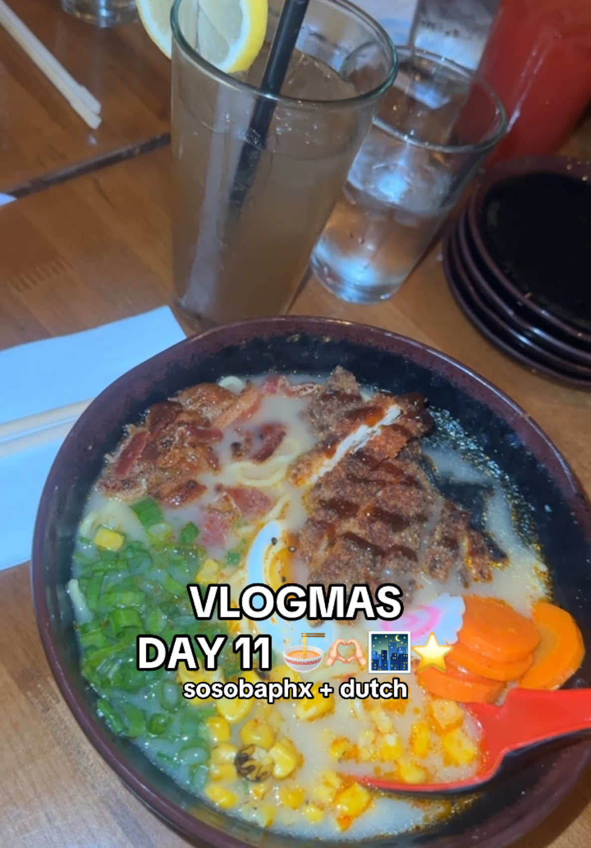 VLOGMAS DAY 11!! 🍜🫶🏻🌃⭐️ finally the weekend!!!! Meant to post yesterday!!Double dating + noodles + dutch!✨ #fy #fyp #vlogmaas #Vlogmas #sosoba #dutchbros @Dutch Bros Coffee 