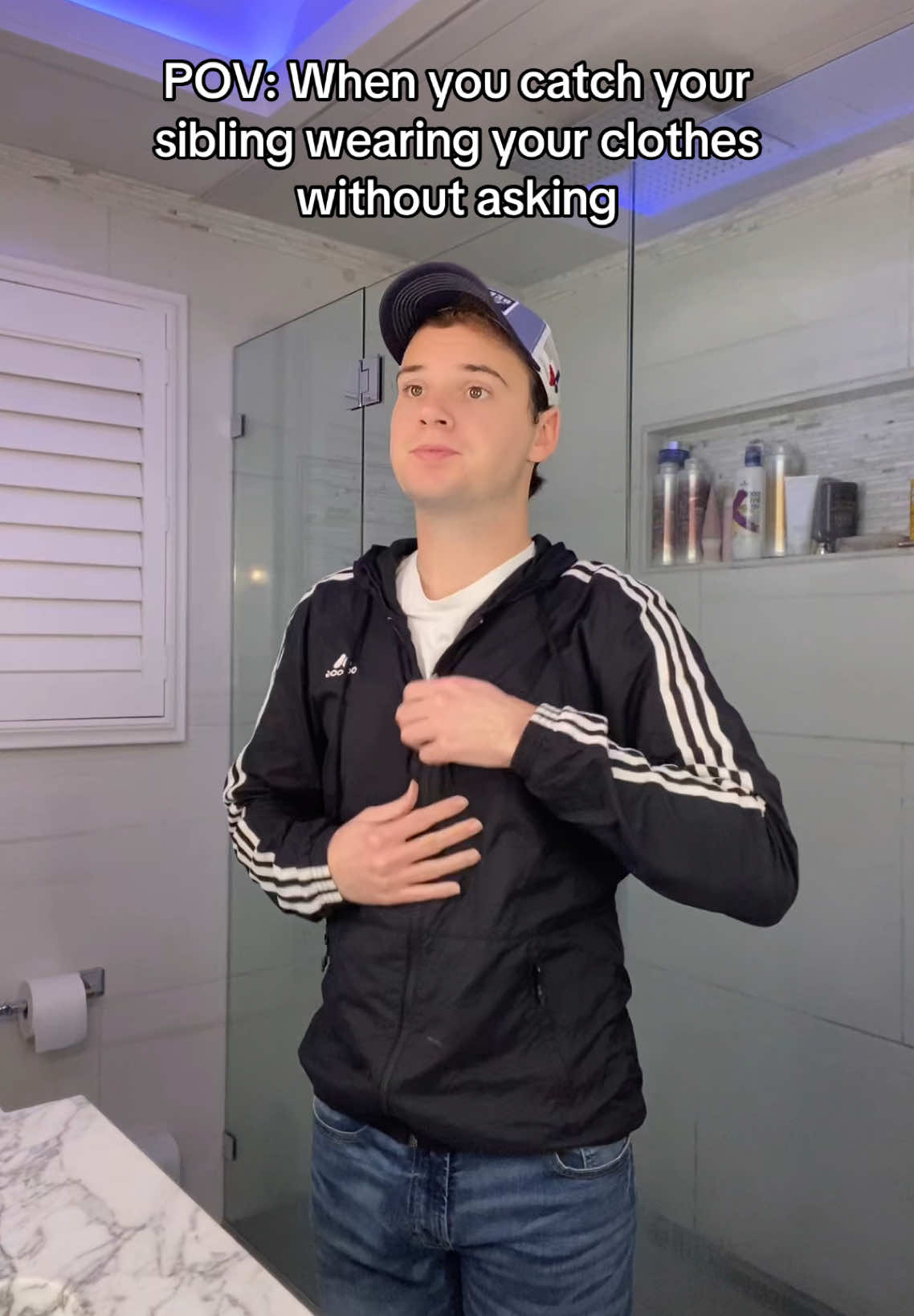 Like… who gave you permission to wear my clothes?! #Siblings #family #relatable #viral #foryou #fyp 