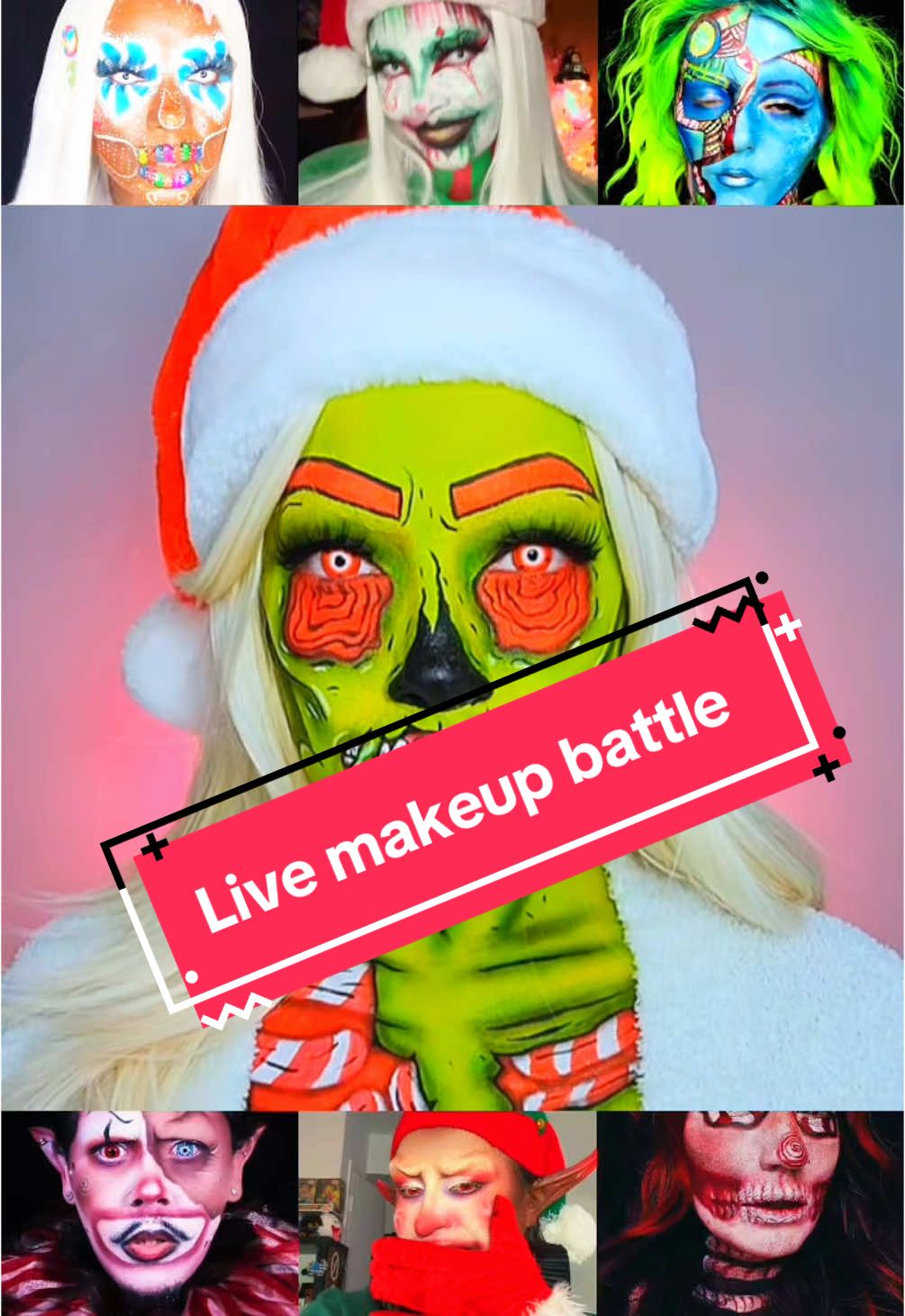 Tonight at 6 (maybe 7) pm eastern. Live makeup battle extravaganza ft this week's snarlsbox collab theme. Your choice of Grinch, Heatmeiser vs Snowmeiser, any holiday bunny, Nightmare before Christmas! Pls come support! @Bozo @ConfettiCool🎉 @UlrichFirelord @🦄 Mitchie 🦄 @Mhmzombies @DarDar binks🖤 @💖THEREBELBABE💖 @phantomofmakeup @ꨄ AvA ꨄ @Makeup💄Simmy❤️Beauty🦋🐝 @✨NATE the MUA✨ pls come and support w gifts, follows, shares, taps and more! May the best bunny win! 