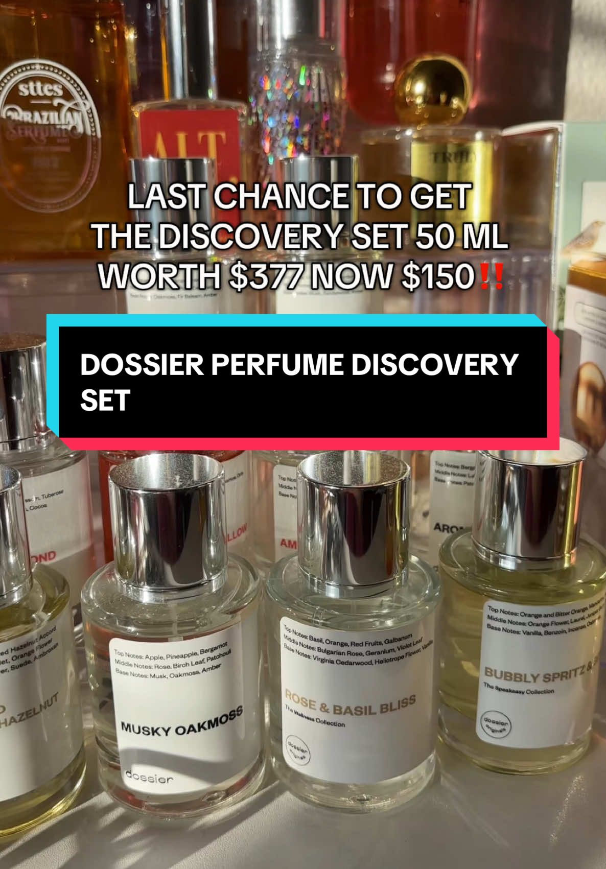 THATS AN INSAAANE DEAAAAL‼️ @Dossier Perfume #dossier #perfume #perfumetiktok #discoveryset #dossierdiscoveryset #tiktokshopmademebuyit #tiktokshopholidaydeals #creatorsearchinsights 