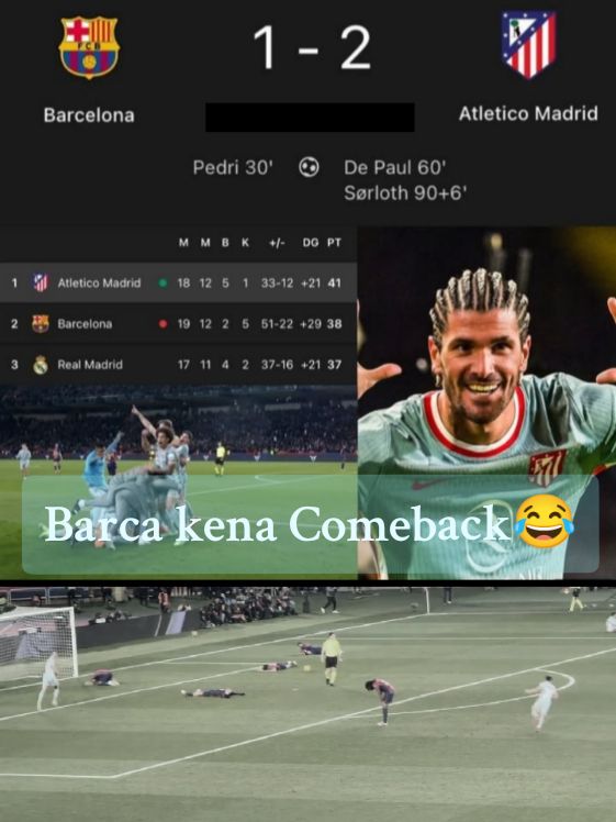 Barca kena Comeback ATM dikandang😂😂 1-2 🤣 - - - #barca #barcelona #atleticodemadrid #atm #comeback #Home #decul #hansiflick #simione #futbol #troll #meme #memes #fyp #tiktok 