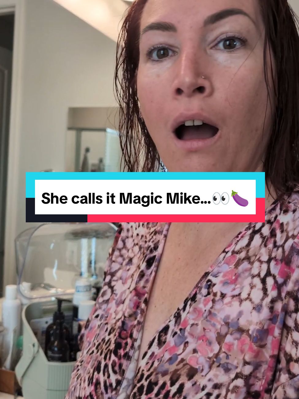 She calls it Magic Mike 🍆👀 #magicmike #magic #speaker #shower #bluetoothspeaker #gifts 