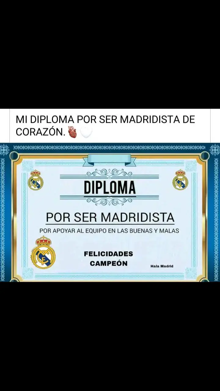 diploma solo para madridistas #siuuuu #siuuuuuuuuu #halamadrid🤍👑 #realmadridfans 