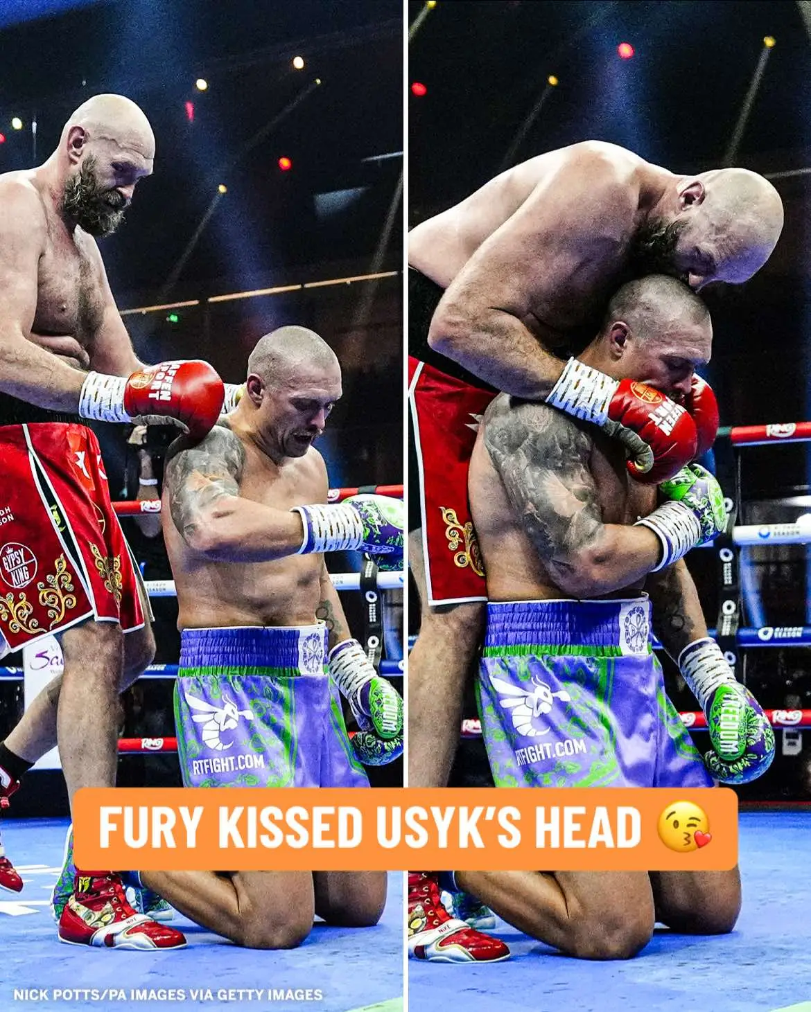 #TysonFury kissed #OleksandrUsyk's head after the final round ❤️ #Usyk2Fury #boxing #combatsports 