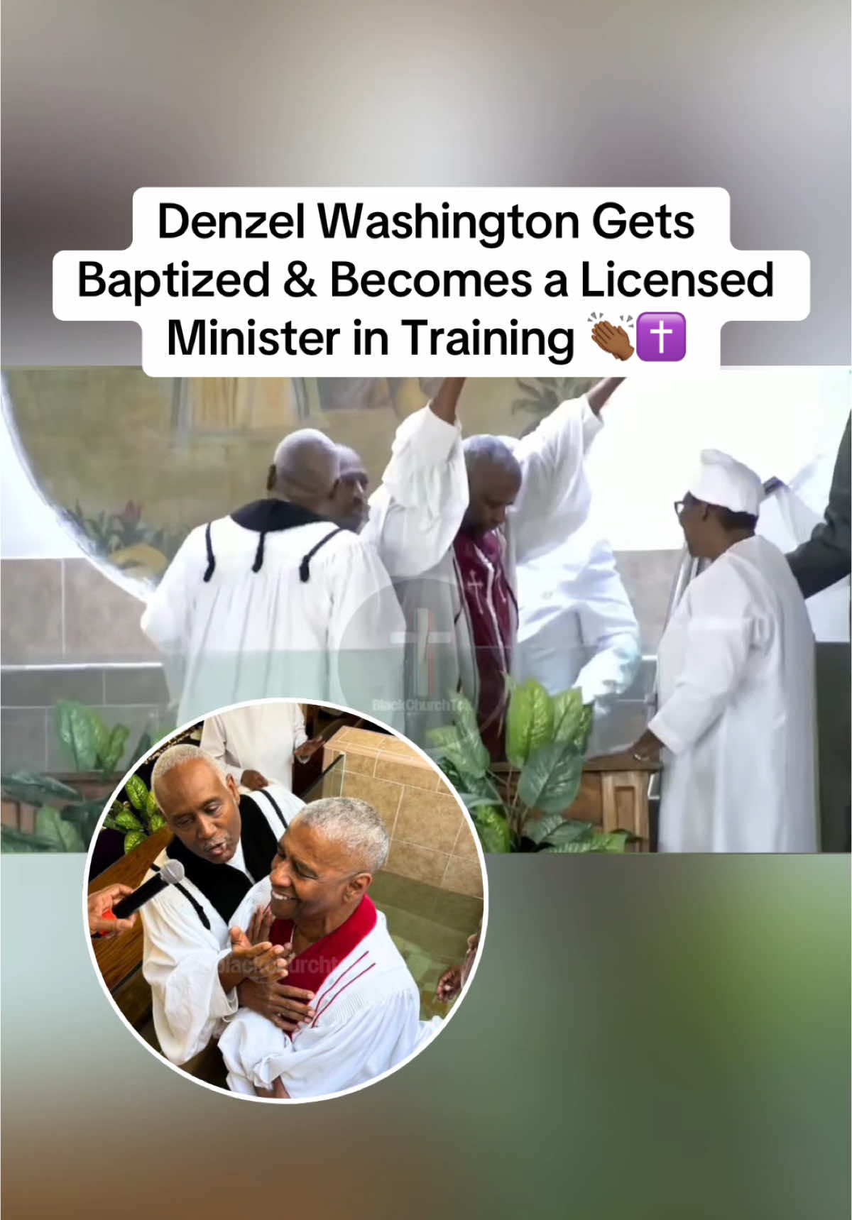 Take me to the water! #denzelwashington was baptized at his home church in New York City today! 🎉 #blackchurchtok