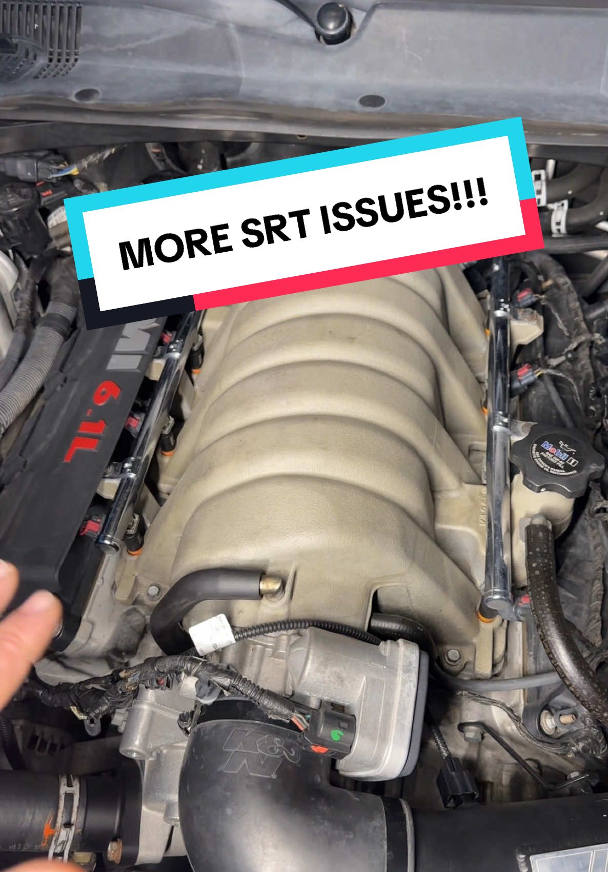 Desperatly need to get a smoke test done and then we will know for sure where the leak is coming from. #mechanic #hemi #SRT #dodgecharger #repair 