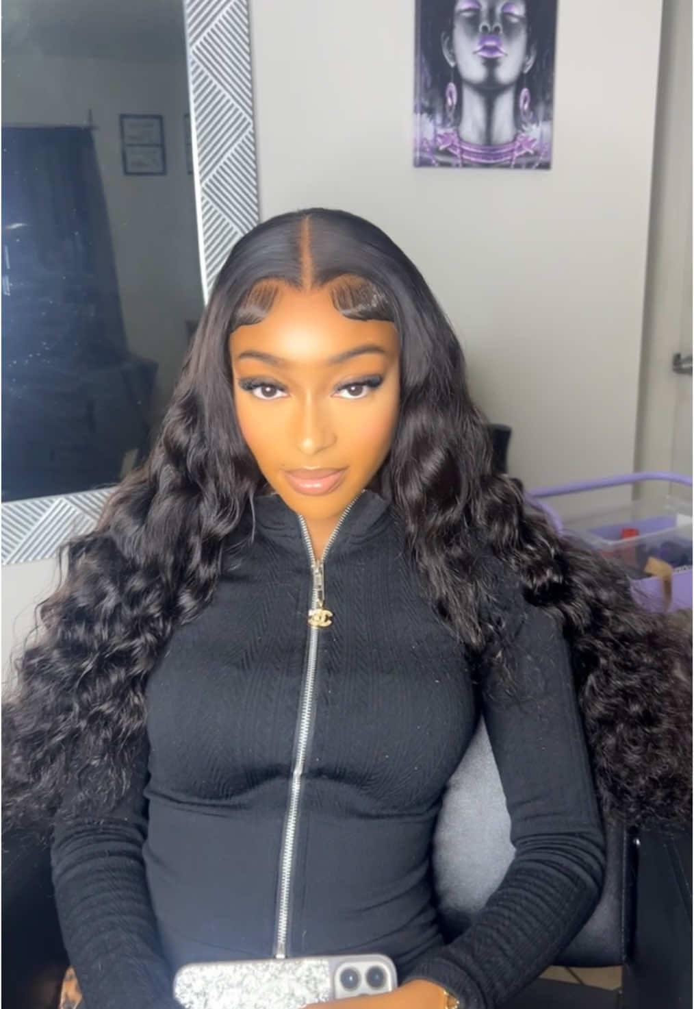 One thing about  @Olivia ❦  shes going to show up at every hair appointment with her face beat and lashes done! I love it 🥰🫶🏽😘 #fypシ゚viral #explorepage #viral #facebeat #lacefrontwig #hairappointment #makeup 