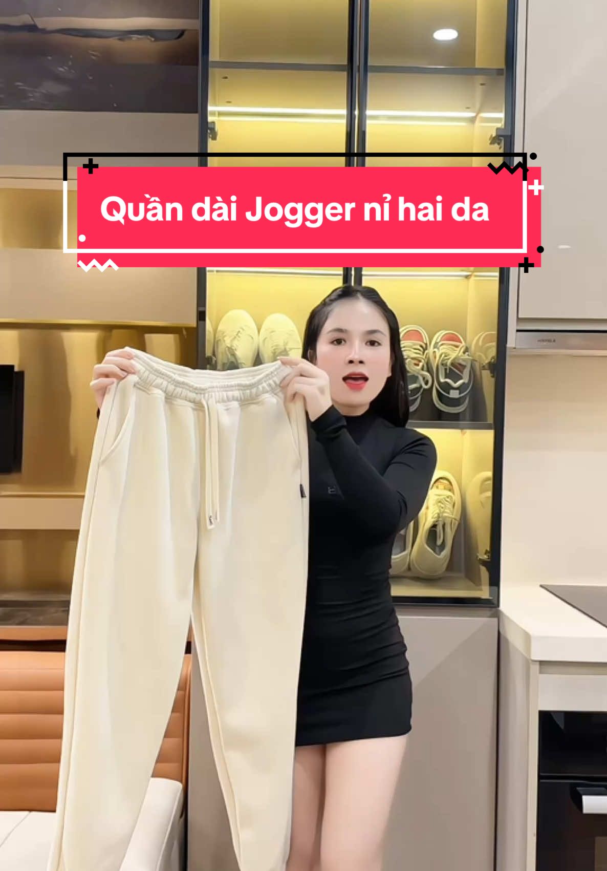 Quần dài Jogger nỉ hai da