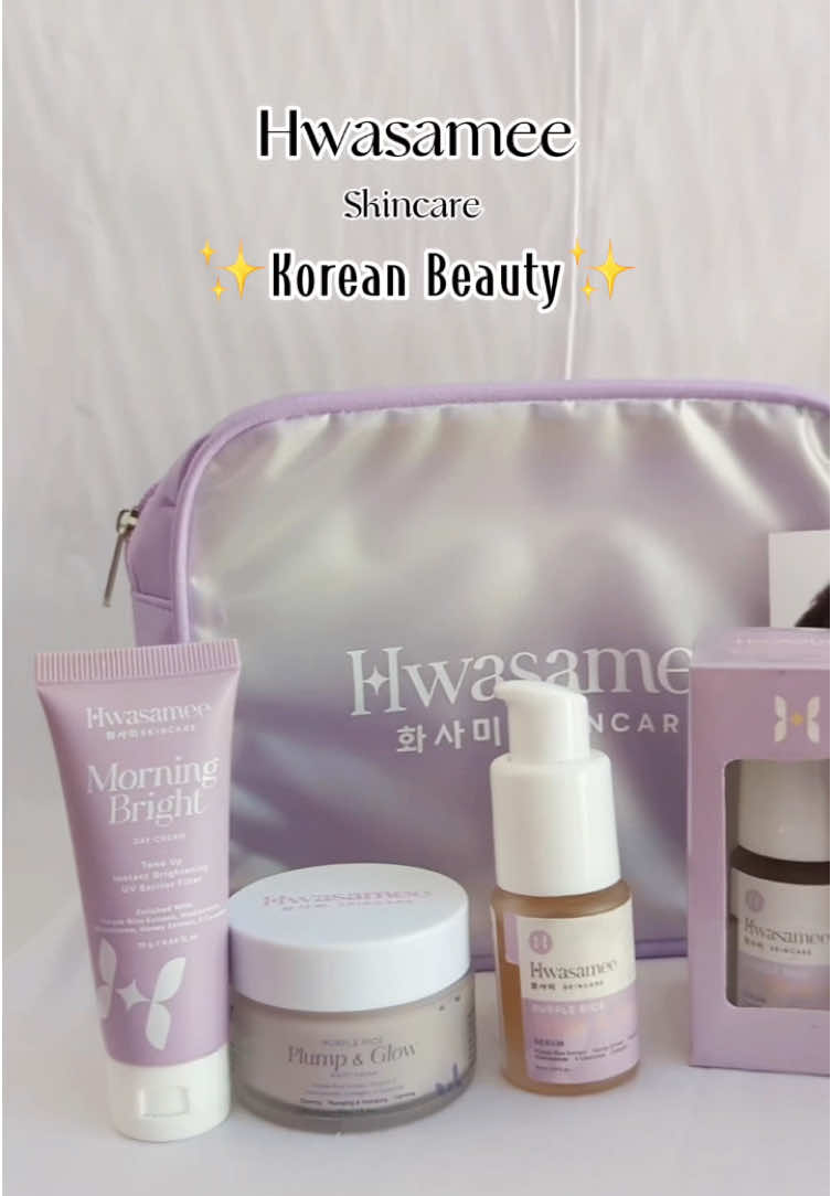 Introducing! @Hwasamee skincare korea terbaru dengan kandungan purple rice untuk kulit sehat dan cerah! Dapatkan kulit impianmu sekarang juga! Yuk cobain ✨💆🏻‍♀️ #hwasamee #yourtimetoglow #affiliatehwasamee #bertumbuhbersamahwasamee #fyp #masukberanda #skincarekorea 