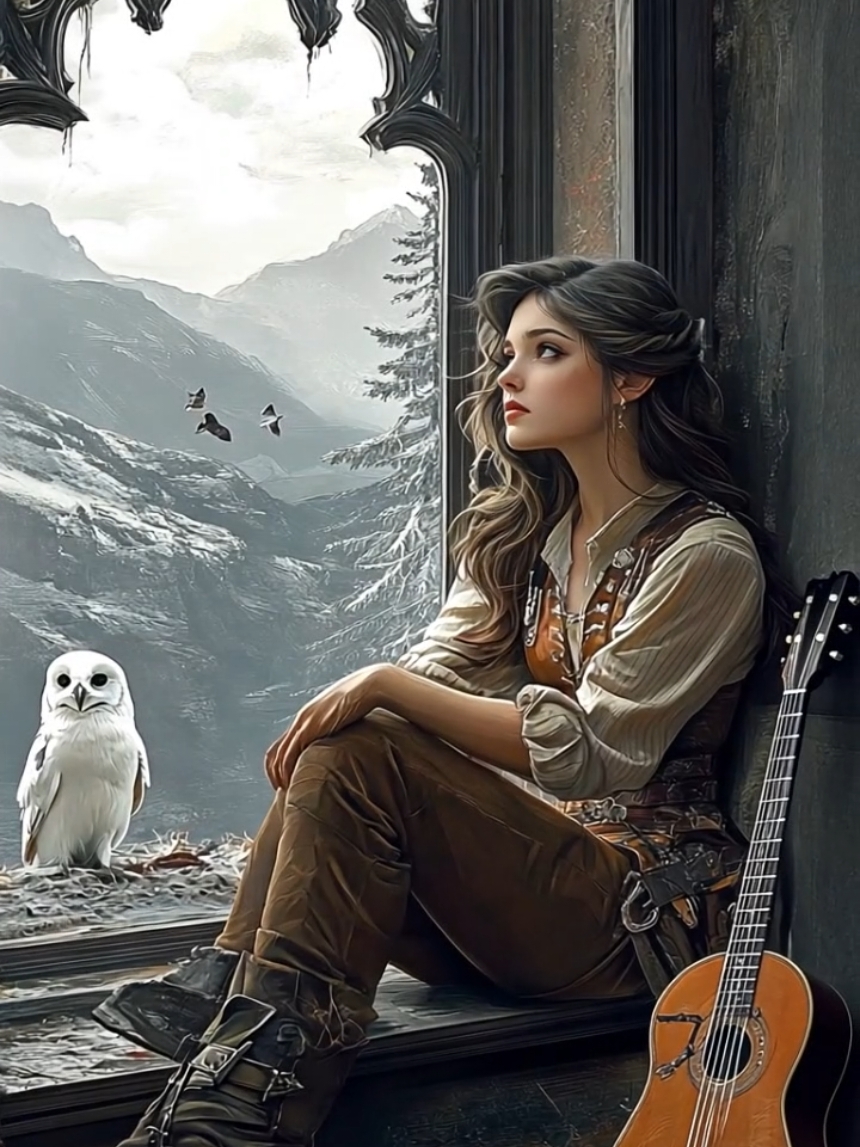 The Minstrel Girl 🎶 Девушка Менестрель 🎵 #bestmusic #Beautiful_girl #AIGenerator #Fantasy #Guitar #