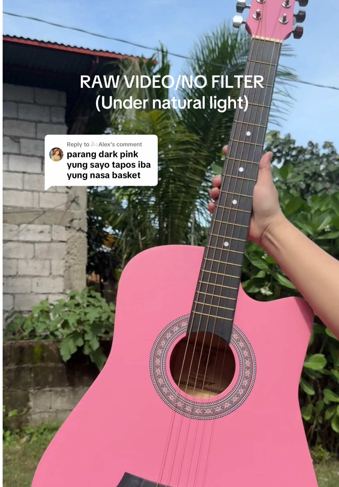 Replying to @🌬️Alex Mas baby pink pa po ito in person. 🥰🎀 Nagiging vibrant/saturated lang talaga sa camera idagdag pa mga artificial lightings ko kaya mukhang dark sa mga previous videos. ☺️ #PinkGuitar #GuitarForBeginners #AcousticGuitar #lowactionacousticguitar #HeartStringGuitar #HeartString 