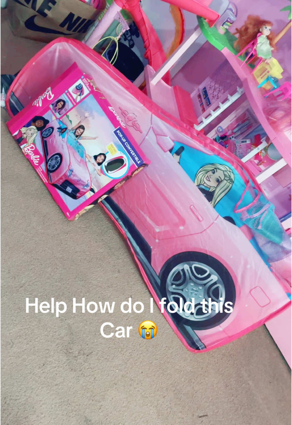 HOW TO FOLD BARBIE CAR TENT #barbiecartent #barbiedreamhouse #barbie #fyp #foldingkidstent 