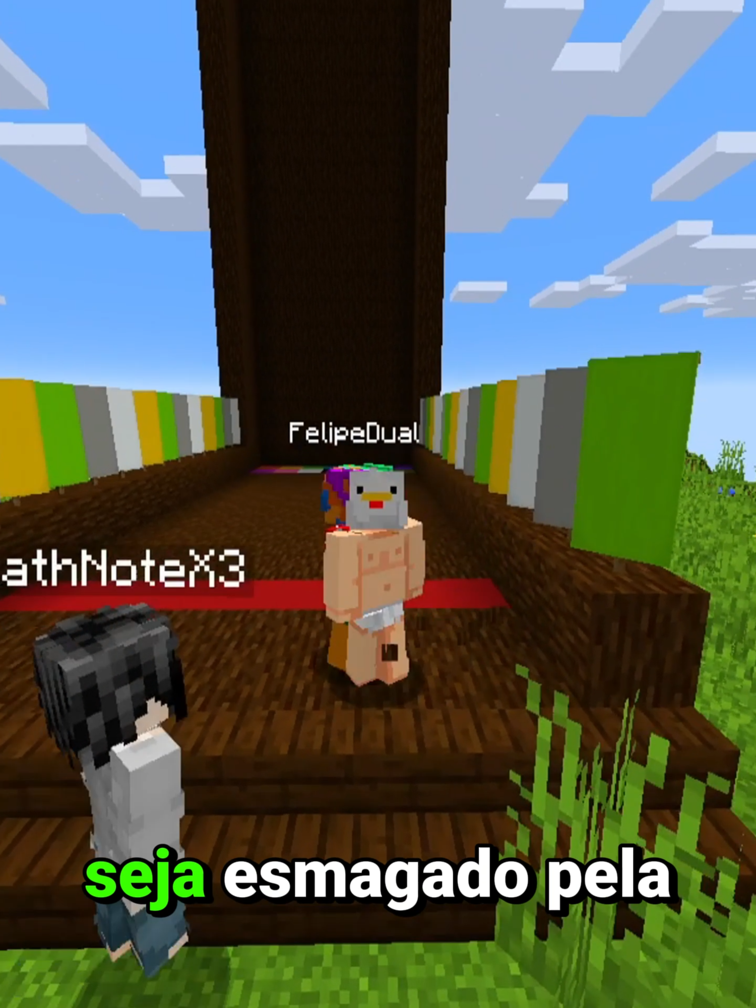 Cuidado para não ser esmagado pela bigorna no Minecraft 2 #Minecraft  #shorts  @deathnotex3 @felipedual