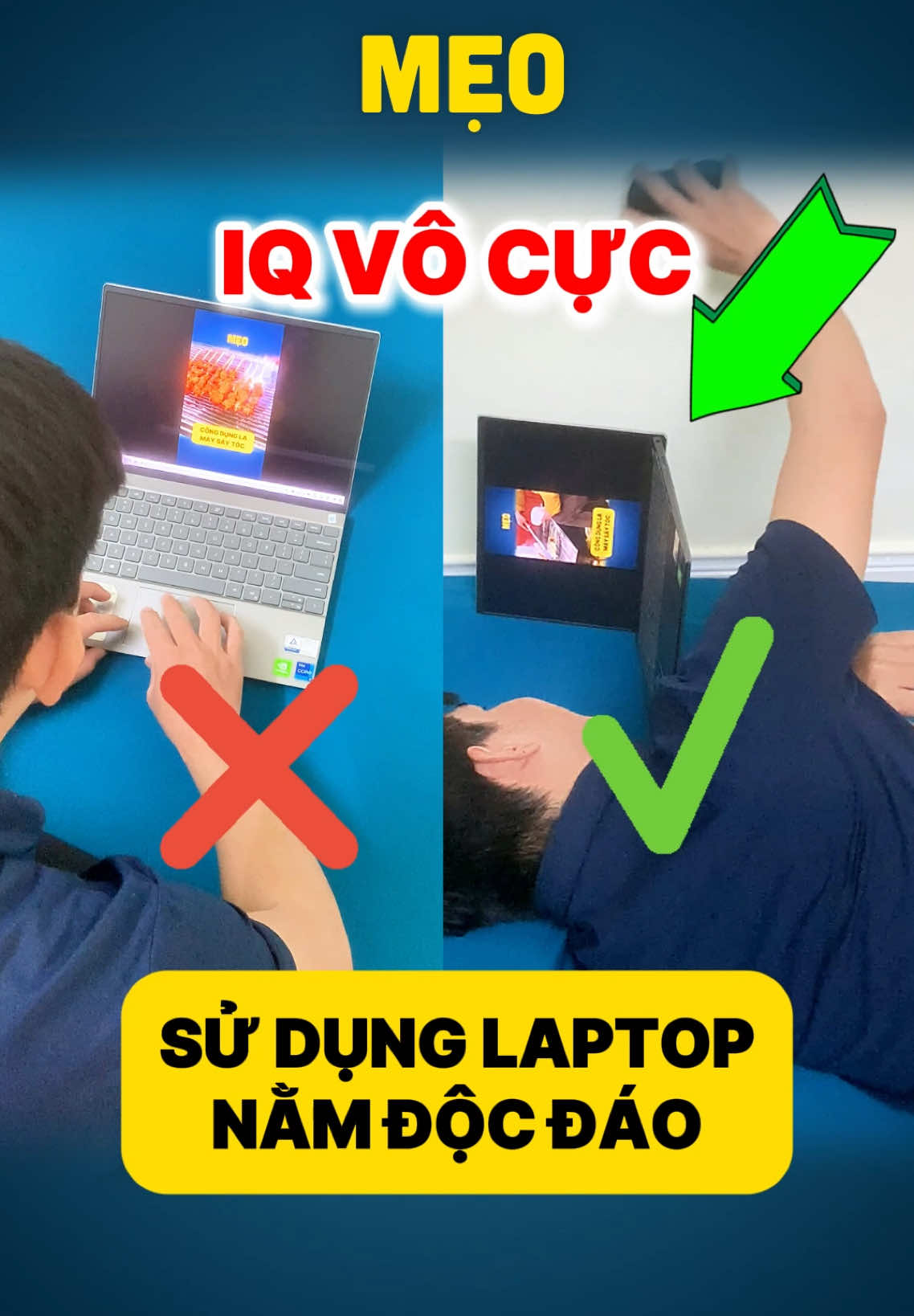 #mẹovặt 665 | 1 kiểu nằm xem phim với laptop cho các chàng trai cô gái thư giãn nè:  Cách nằm xem phim với Laptop cho người lười nè | use laptop in lying position #laptop #namxemphim 