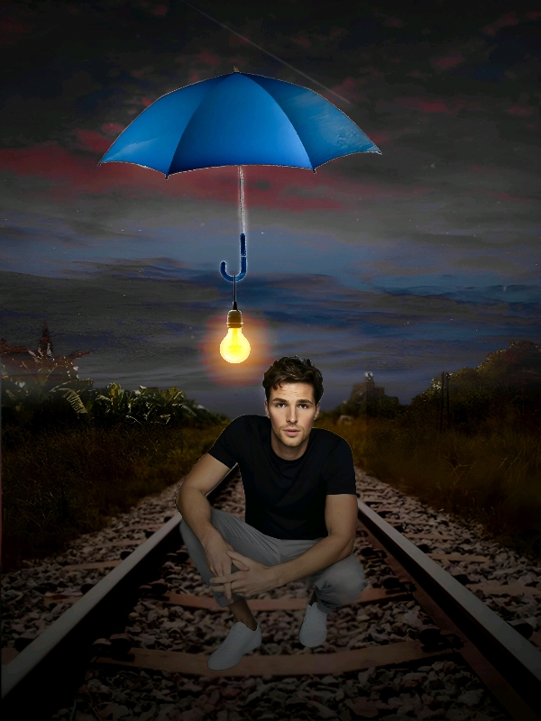 Creative Umbrella Photo Editing. Follow for More. #fyp #foryou #kmediting #khizermachi #kmlogos #picsart #picsartediting #photoediting #tutorial #mobilephotoediting #photoshootideas #creativephotoediting #editingtips #night #evening #bulb #railway #umbrella #sunset 