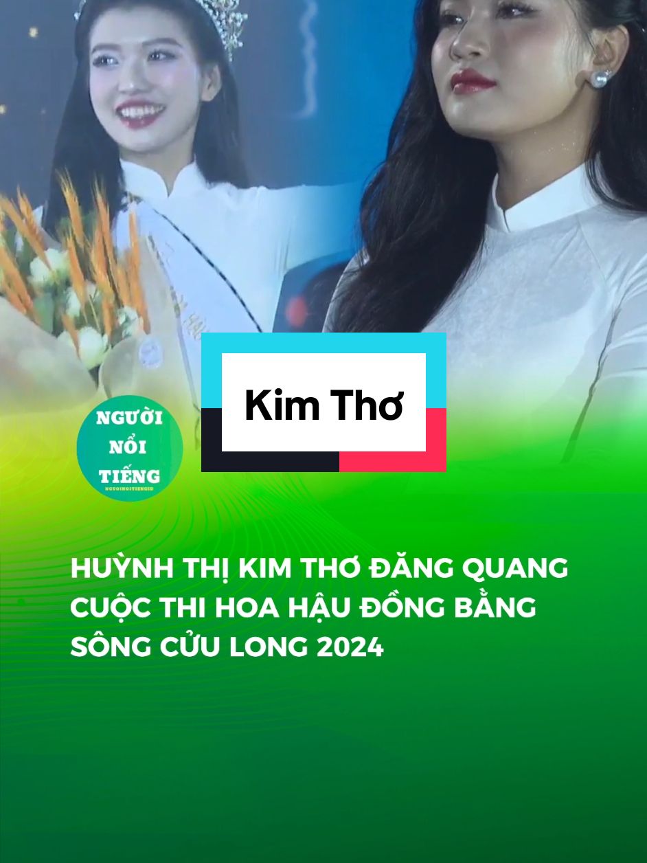 Tân Hoa hậu Huỳnh Thị Kim Thơ sinh năm 2003 đến từ Bến Tre, Á hậu thuộc về Nguyễn Huỳnh Hải Lam đến từ Bạc Liêu.#HuynhThiKimTho #HaiLam #BenTre #BacLieu #hoahaudongbangsongcuulong2024 