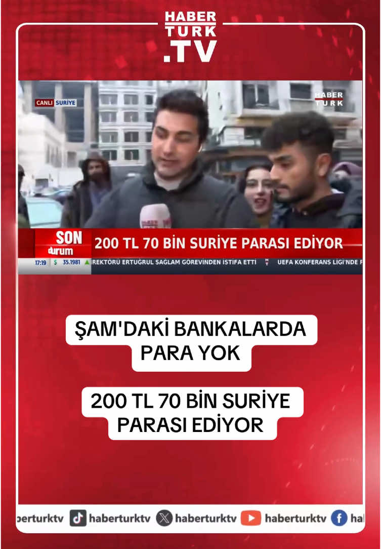 Şam'daki bankalarda para yok... 200 TL 70 bin Suriye parası ediyor. Suriye'de bir deste parayla ancak bir dürüm yenebilir. #suriye #esad #şam #habertürktv 