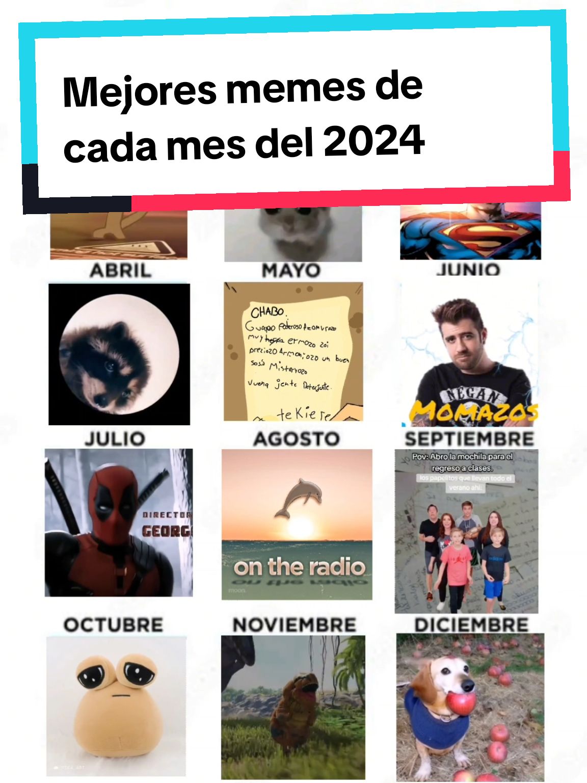 Mejores memes de cada mes del 2024 (Se hará una actualización el 31 de diciembre para ver cual es el meme final de diciembre) #calendariodememes2024 #calendario #memes #2024 #Cris229xd #chimuelobailando #chimuelo #Momazos #Superman #Byebye #pedropedropedropedro #correpocoyo🗣️🗣️🔥🔥 #Mejores #memes #de #cada #mes #del #2024 #perromeme Por último @kevin__395 xD