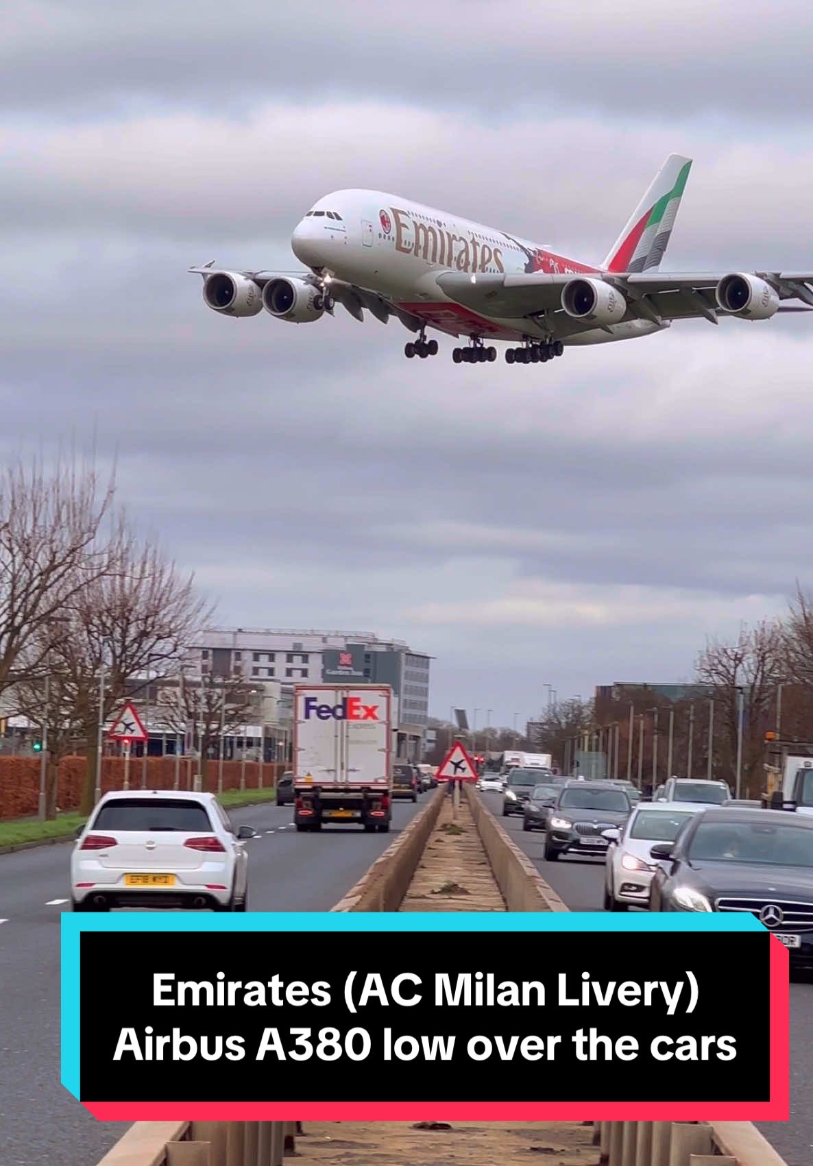 OMG! 😱 Emirates bird arrives in remarkable way! 😍… Emirates (AC Milan Livery) Airbus A380 ✈️… #emirates #airbus #airbusa380 #aviation #airplane #planespotting #landing #airport #avgeek #plane #fyp 