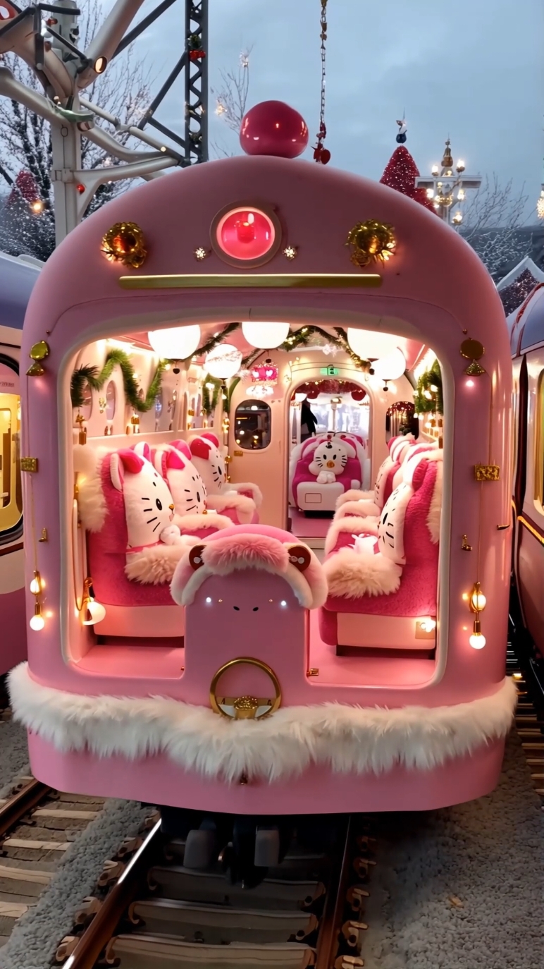 🎀 All aboard the festive Hello Kitty Express! 🌟🎄 Fluffy seats, twinkling lights, and holiday magic await! 🐾✨🎄 #hellokitty #hellokittytrain #christmas2024🎅🎄 #newyear2025🎉 #happynewyear #newyear #usa🇺🇸 #christmas #unitedstates #usa_tiktok #cat #kittens #christmasvideos #christmasideas 