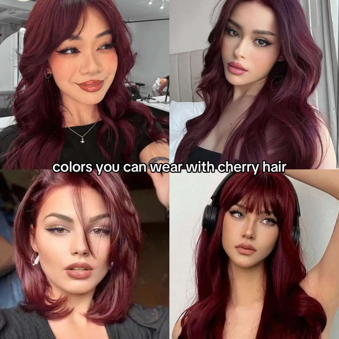 also navy blue and burgundy but I didn‘t find any pics 😔✋🏻 #pinterest #cherryred #cherryhair #haircolor #fashion #wearingcolors #clothes #outfits #outfitinspo #cherryhairoutfits #fyp #fy #foryou 