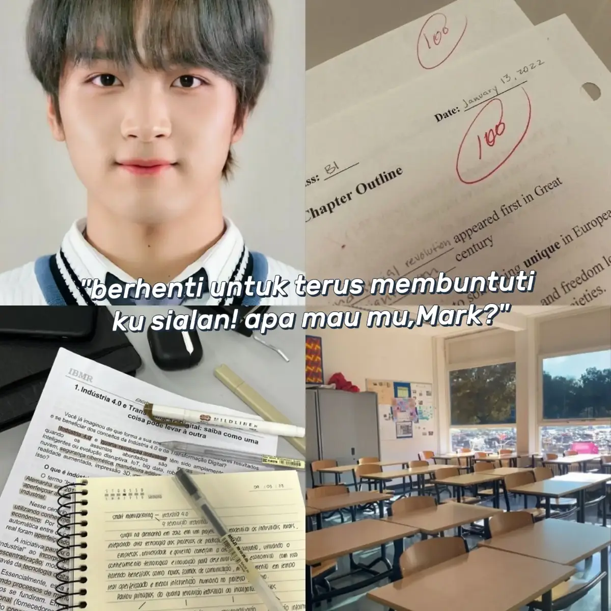 Mark adalah adik kelas haechan yang terobsesi pada diri nya,saat tahun lalu haechan yang terburu buru menabrak mark dengan tidak sengaja.dan saat itu lah mark menyukai haechan,mencari tahu segala hal tentang haechan sampai sampai ia terus membututi haechan kemanapun ia pergi.#haechan#mark#mahae#markhyuck#bxb#au#alternateuniverse#fyp##fypage