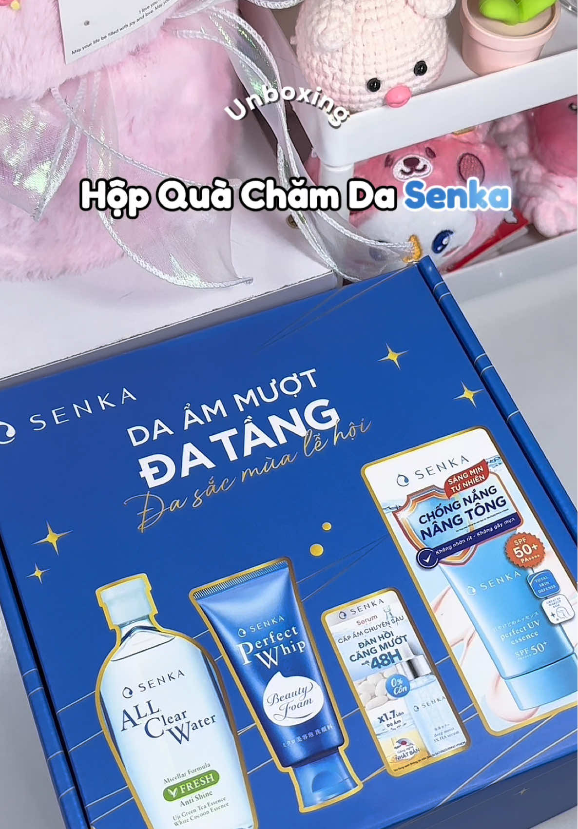 Cảm ơn Hộp quà đa sắc mùa lễ hội của nhà @senka.vietnam 🩵😝 #senkafestive #muotminchuannhat #senka #senkavietnam #skincare #capam #lamsach #malumunbox #unbox #review #beauty #capamdatang 