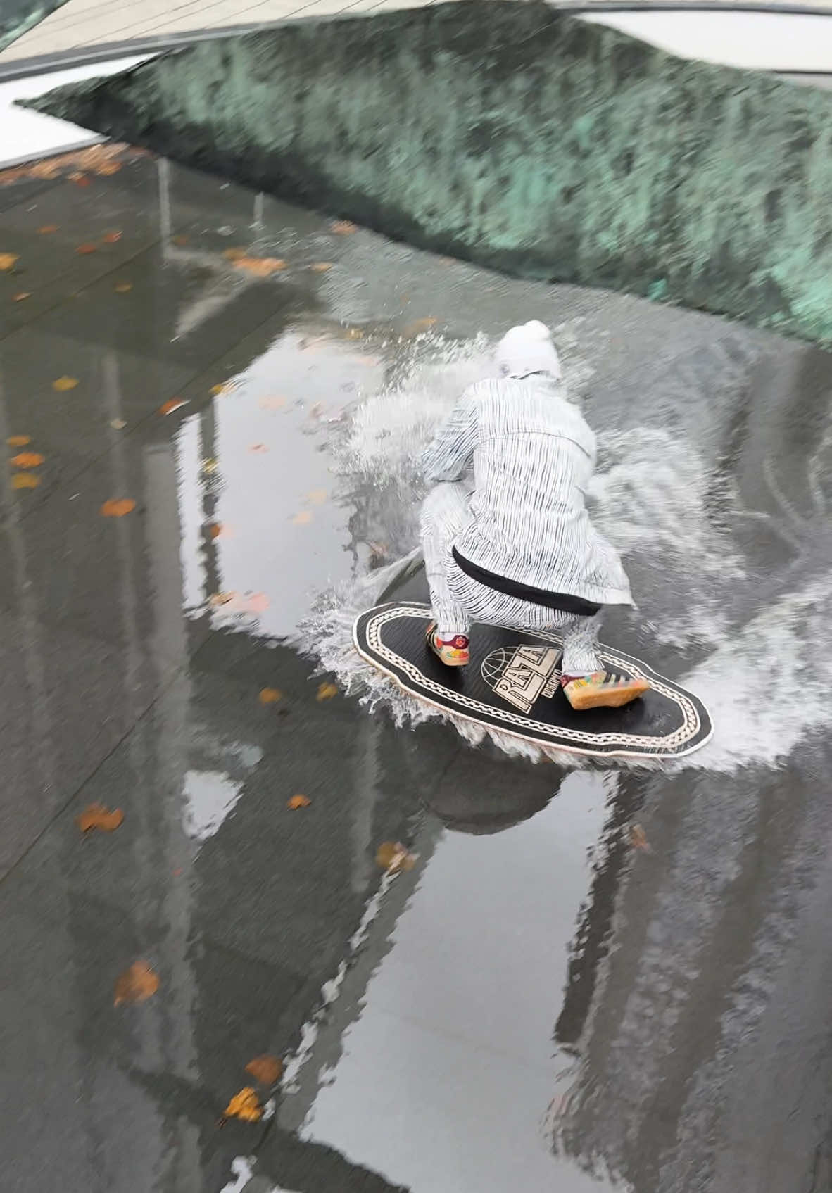 Found the perfect puddle in the city for skimboarding!